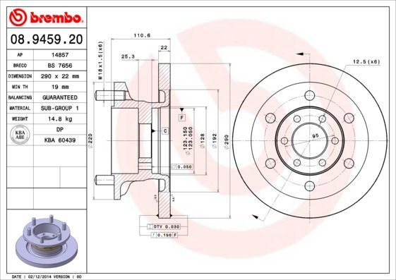 Stabdžių diskas BREMBO 08.9459.20