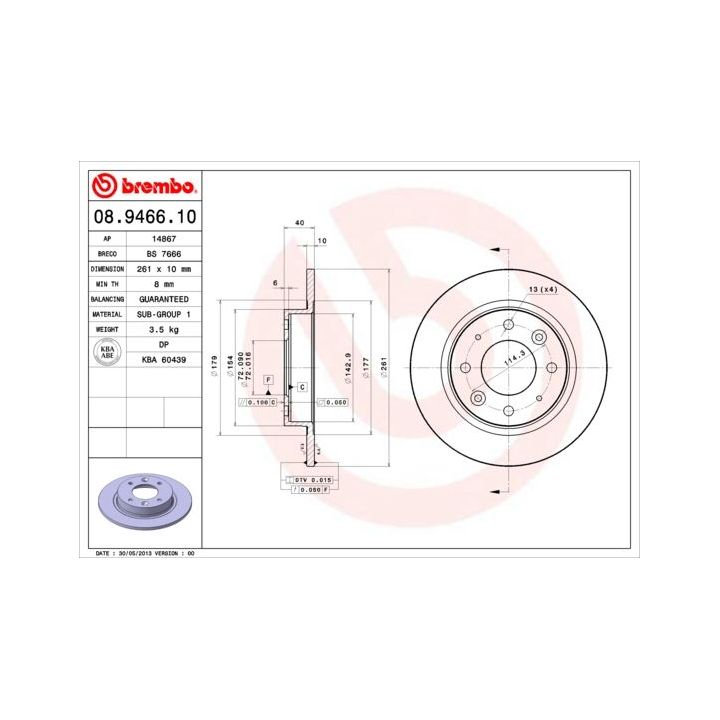 Stabdžių diskas BREMBO 08.9466.10