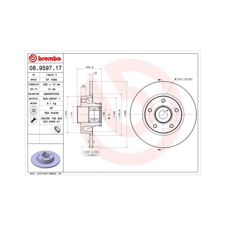 Stabdžių diskas BREMBO 08.9597.17