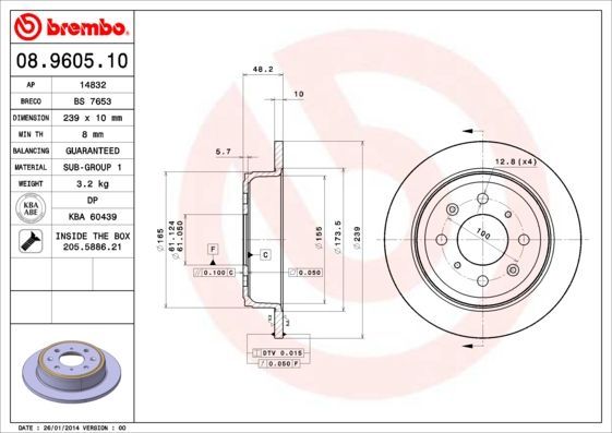 Stabdžių diskas BREMBO 08.9605.10
