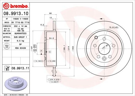 Stabdžių diskas BREMBO 08.9913.10