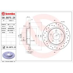 Stabdžių diskas BREMBO 08.9975.2X