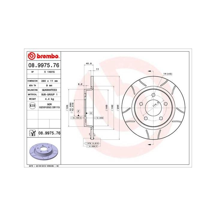 Stabdžių diskas BREMBO 08.9975.76