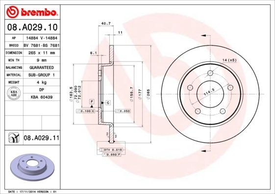Stabdžių diskas BREMBO 08.A029.11