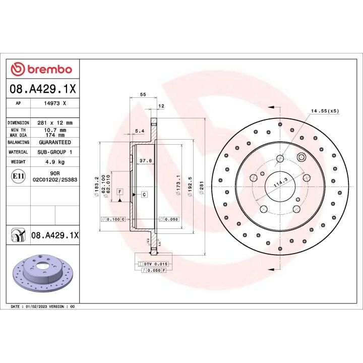 Stabdžių diskas BREMBO 08.A429.1X