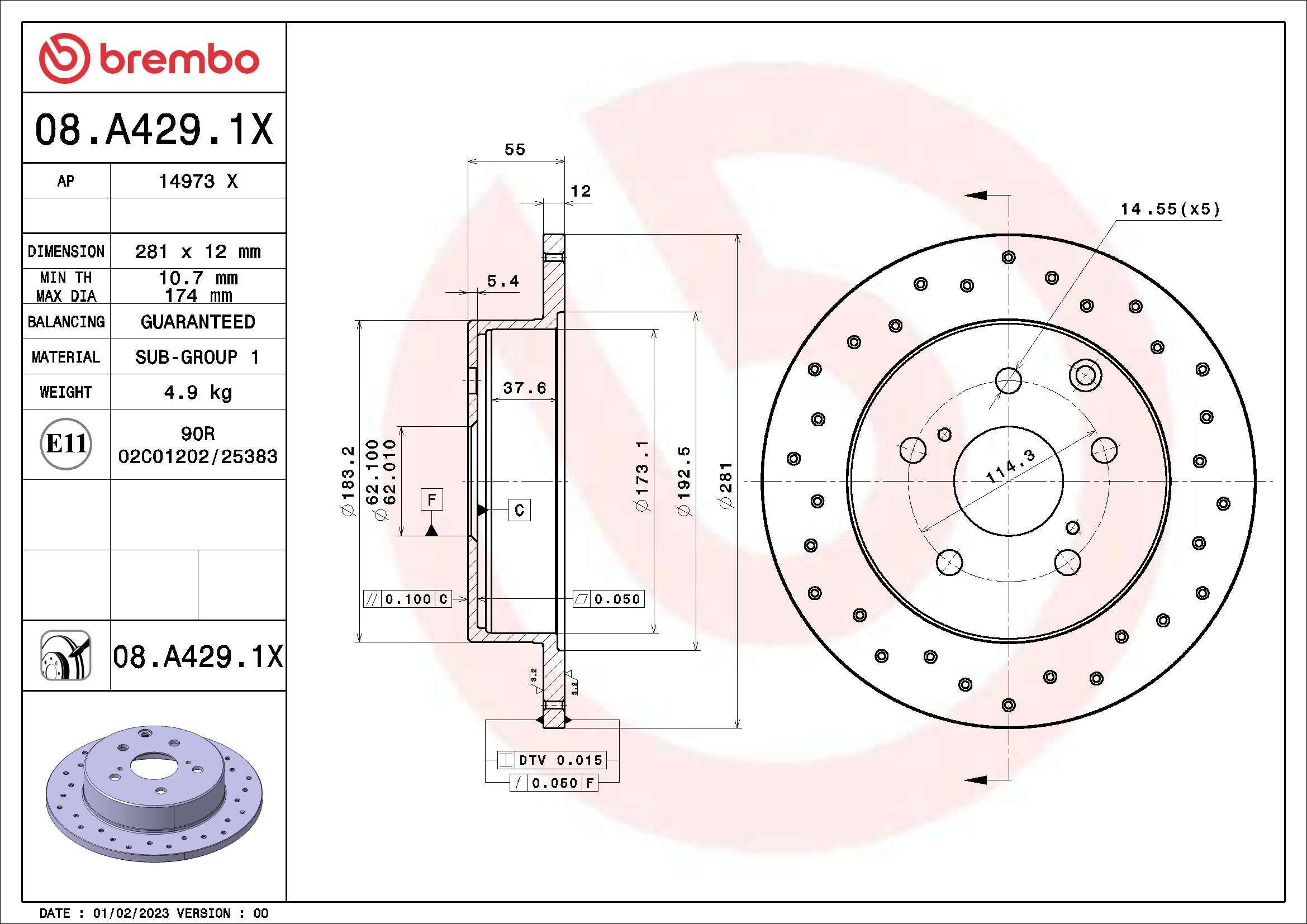 Stabdžių diskas BREMBO 08.A429.1X