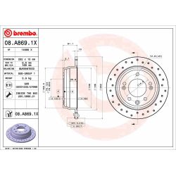 Stabdžių diskas BREMBO 08.A869.1X