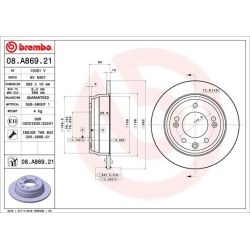 Stabdžių diskas BREMBO 08.A869.21