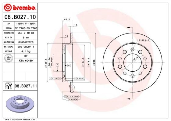 Stabdžių diskas BREMBO 08.B027.10