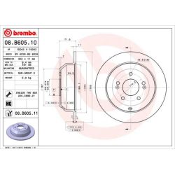 Stabdžių diskas BREMBO 08.B605.11