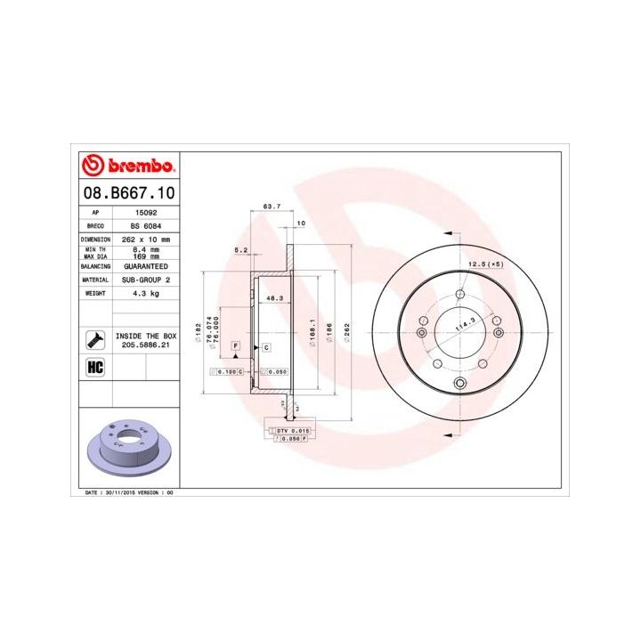 Stabdžių diskas BREMBO 08.B667.11