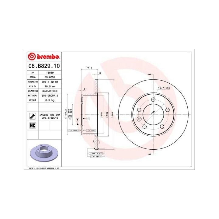 Stabdžių diskas BREMBO 08.B829.10