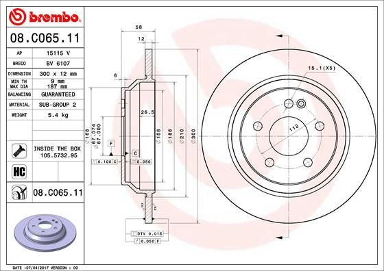 Stabdžių diskas BREMBO 08.C065.11