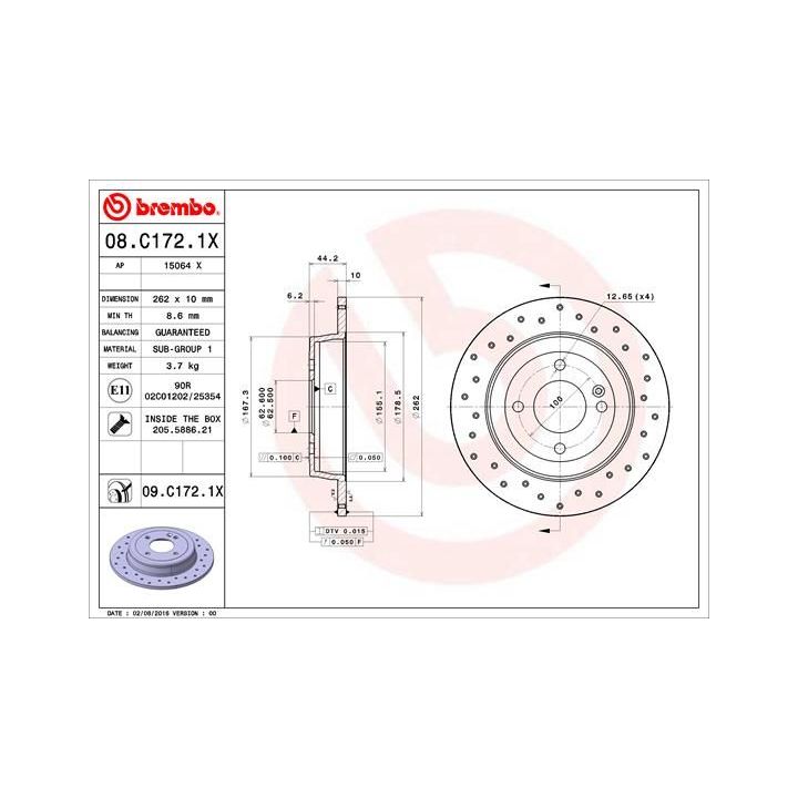 Stabdžių diskas BREMBO 08.C172.1X