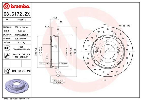 Stabdžių diskas BREMBO 08.C172.2X
