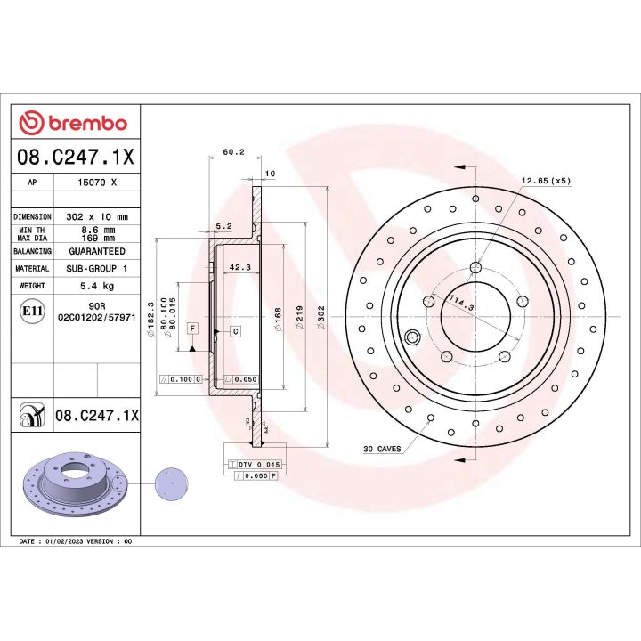 Stabdžių diskas BREMBO 08.C247.1X