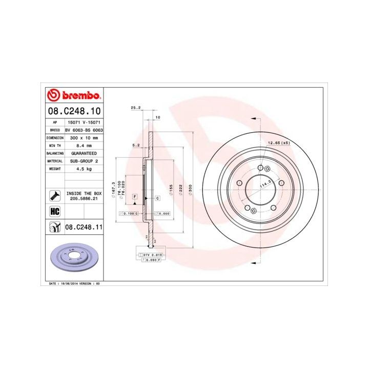 Stabdžių diskas BREMBO 08.C248.10