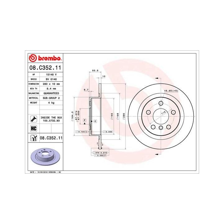 Stabdžių diskas BREMBO 08.C352.11