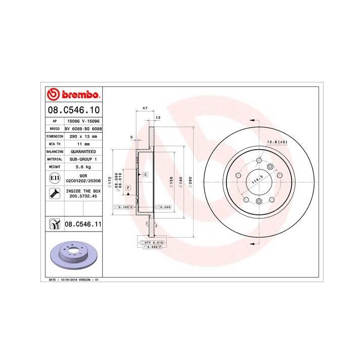 Stabdžių diskas BREMBO 08.C546.11