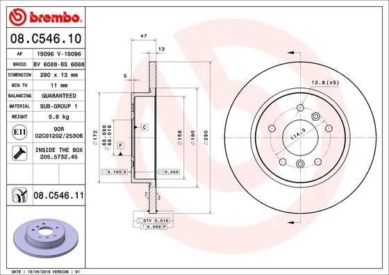 Stabdžių diskas BREMBO 08.C546.11