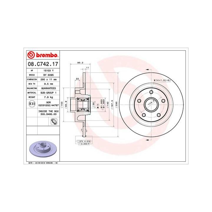 Stabdžių diskas BREMBO 08.C742.17