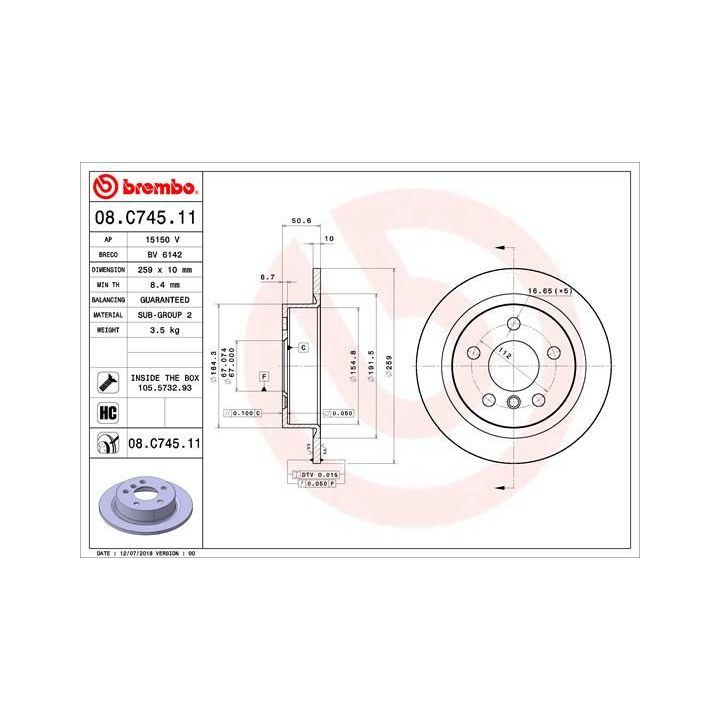 Stabdžių diskas BREMBO 08.C745.11