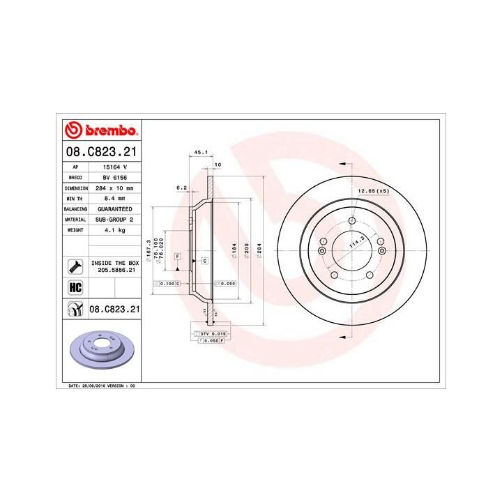 Stabdžių diskas BREMBO 08.C823.21