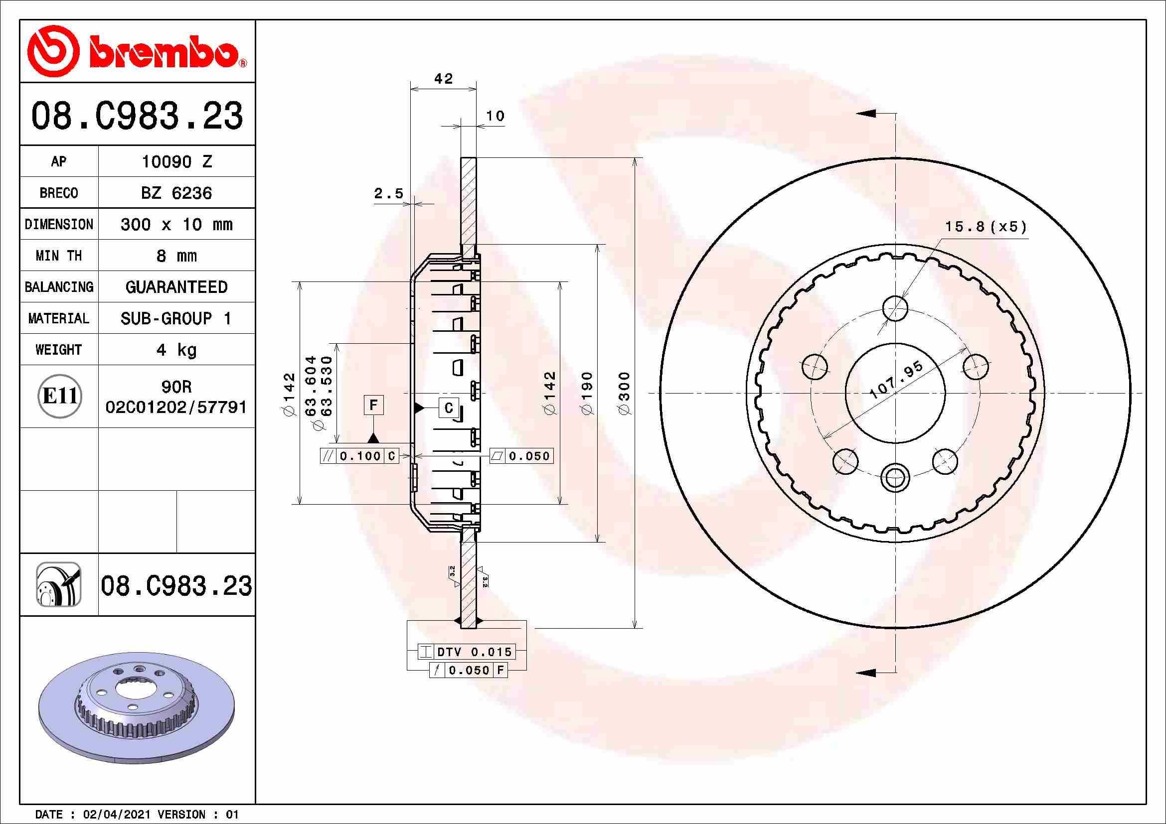 Stabdžių diskas BREMBO 08.C983.23