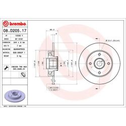 Stabdžių diskas BREMBO 08.D205.17