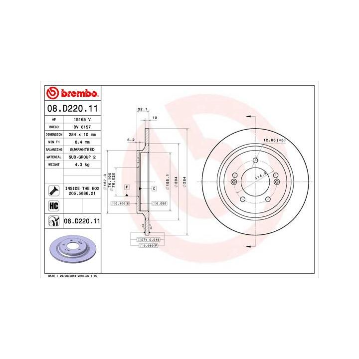Stabdžių diskas BREMBO 08.D220.11