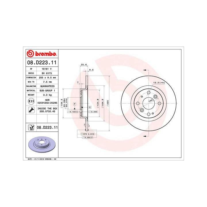 Stabdžių diskas BREMBO 08.D223.11
