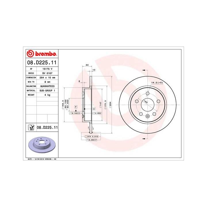 Stabdžių diskas BREMBO 08.D225.11