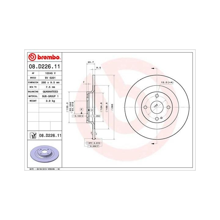 Stabdžių diskas BREMBO 08.D226.11