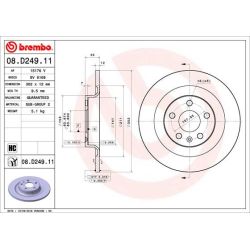 Stabdžių diskas BREMBO 08.D249.11