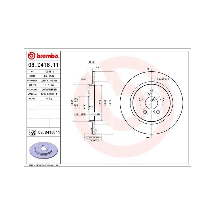 Stabdžių diskas BREMBO 08.D416.11