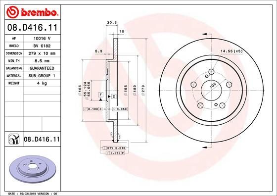 Stabdžių diskas BREMBO 08.D416.11