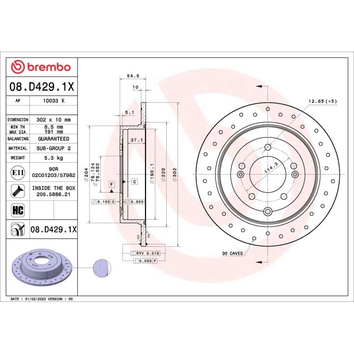 Stabdžių diskas BREMBO 08.D429.1X