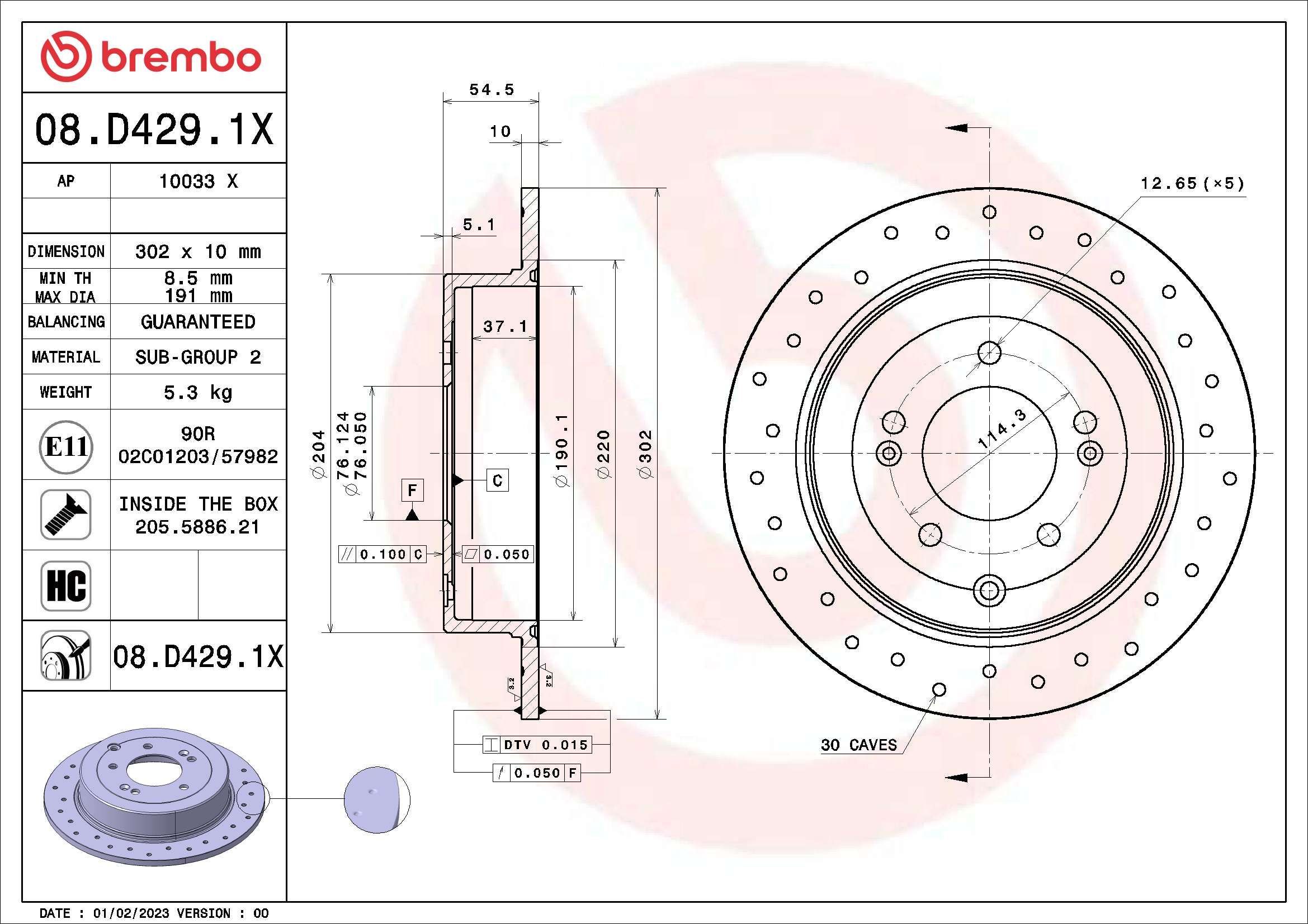 Stabdžių diskas BREMBO 08.D429.1X