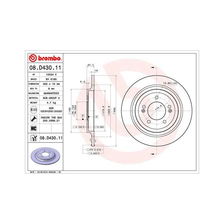 Stabdžių diskas BREMBO 08.D430.11