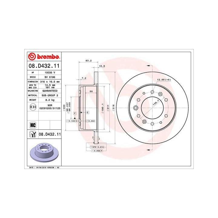 Stabdžių diskas BREMBO 08.D432.11