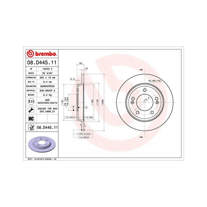Stabdžių diskas BREMBO 08.D445.11