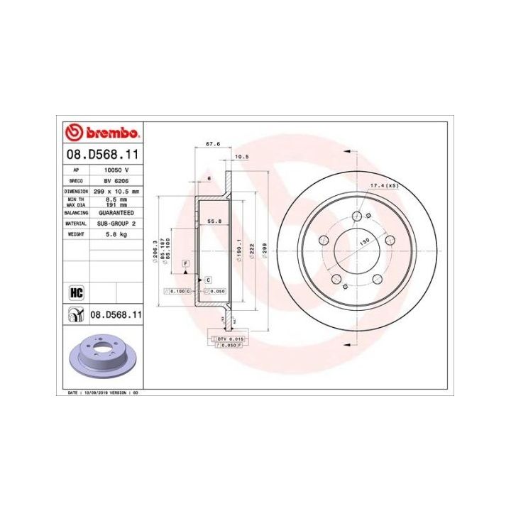 Stabdžių diskas BREMBO 08.D568.11