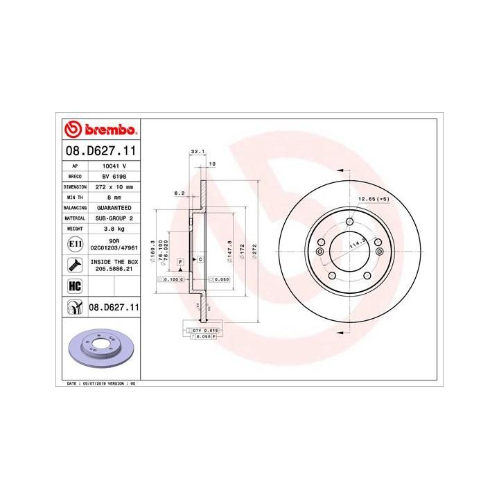 Stabdžių diskas BREMBO 08.D627.11