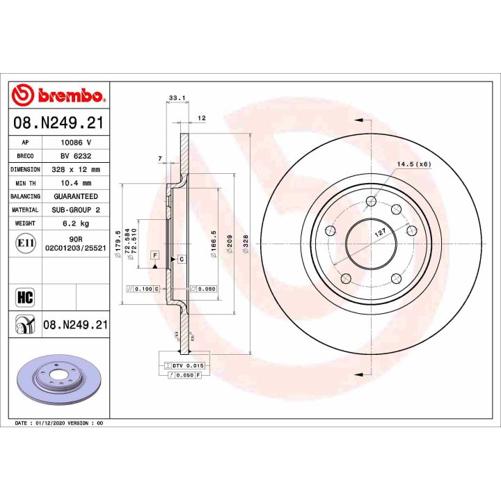 Stabdžių diskas BREMBO 08.N249.21