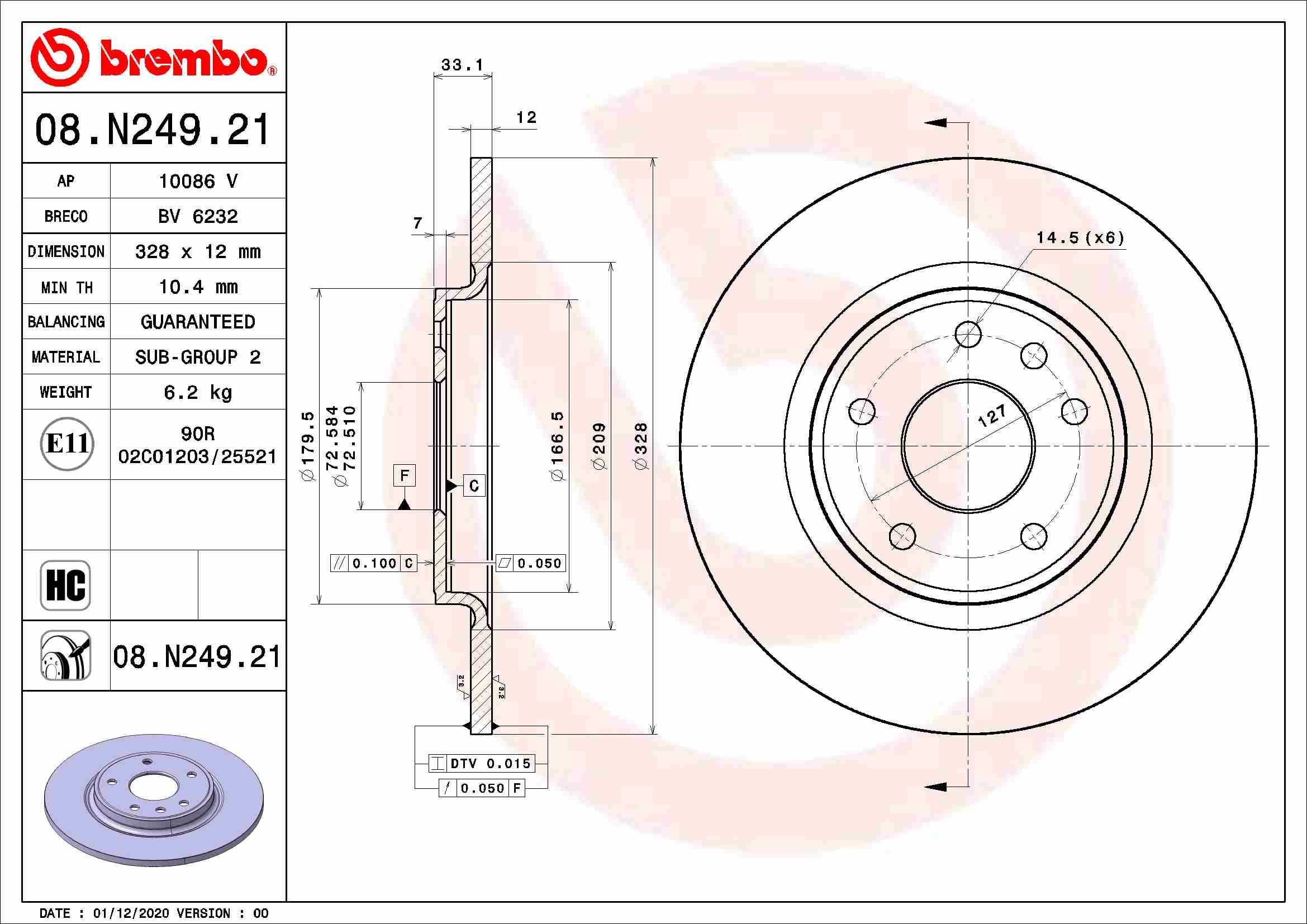Stabdžių diskas BREMBO 08.N249.21
