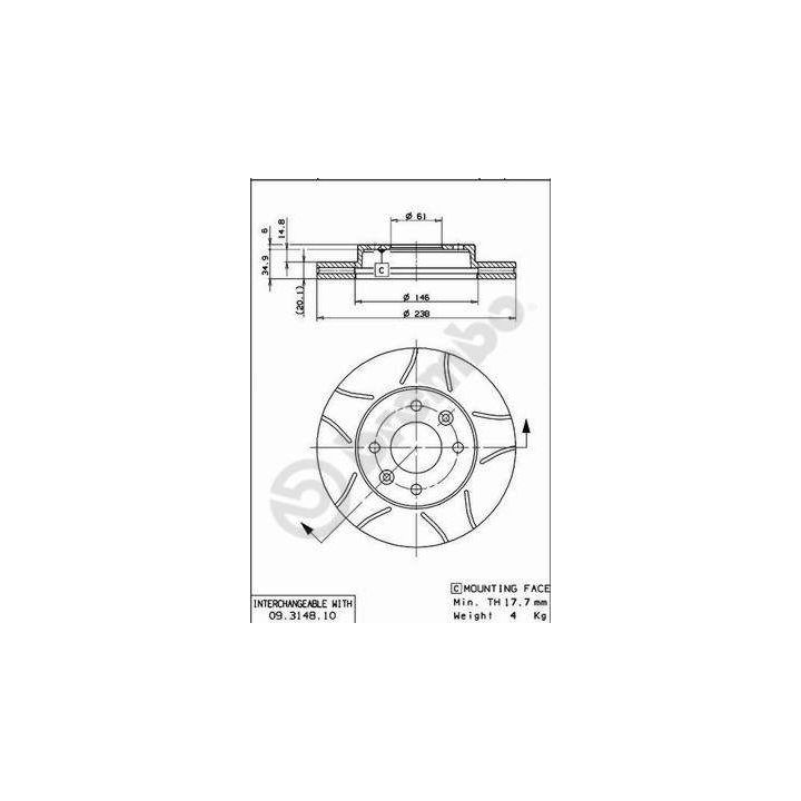Stabdžių diskas BREMBO 09.3148.75