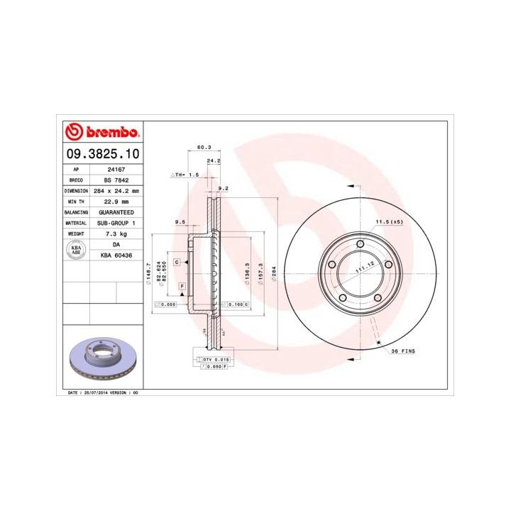 Stabdžių diskas BREMBO 09.3825.10