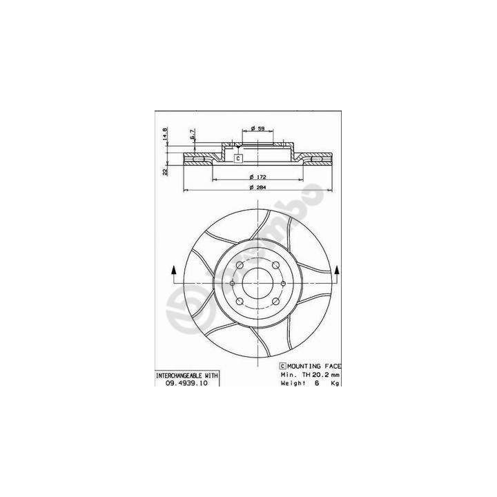 Stabdžių diskas BREMBO 09.4939.75
