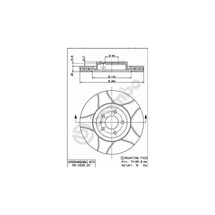 Stabdžių diskas BREMBO 09.4939.76