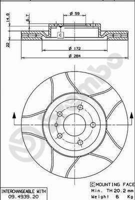 Stabdžių diskas BREMBO 09.4939.76